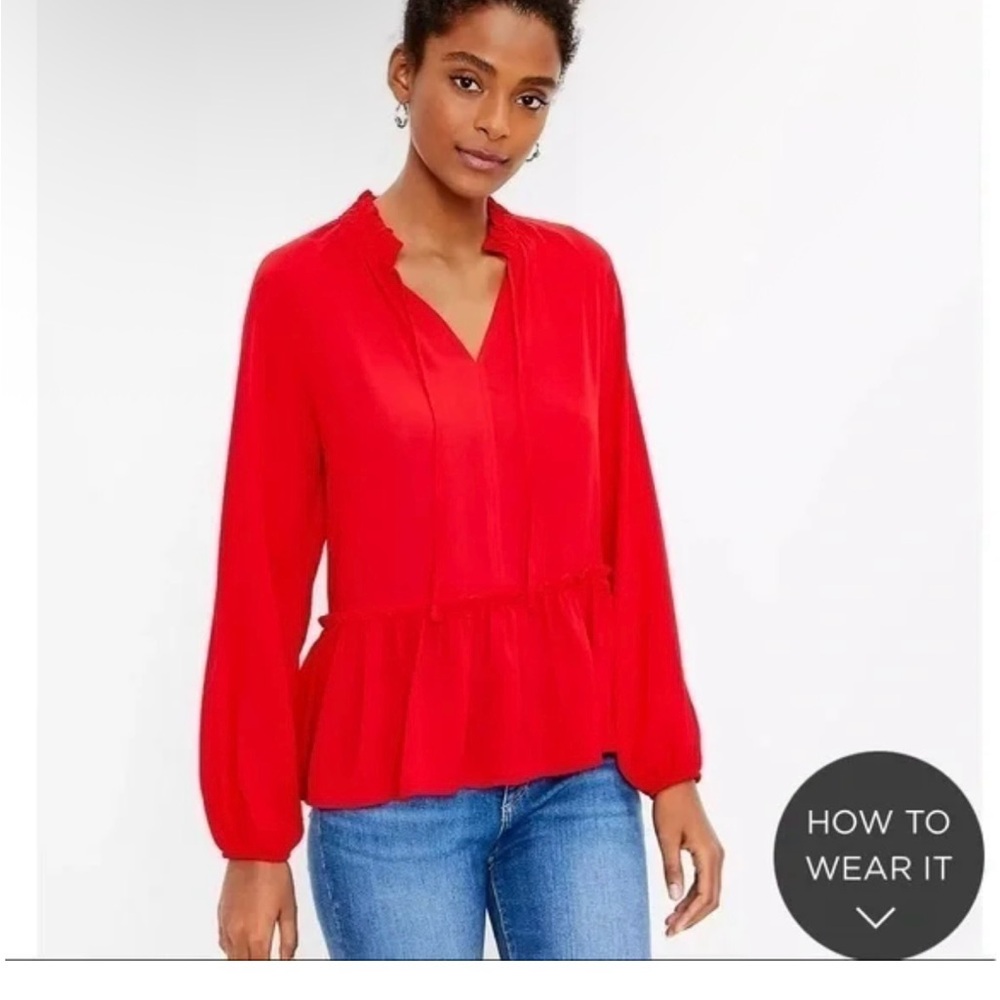 LOFT Red peplum Blouse